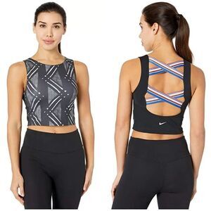 New! NIKE Women's Pro Cross-Back Cropped Sports Tank Top Fitted Dri-FIT Size XL